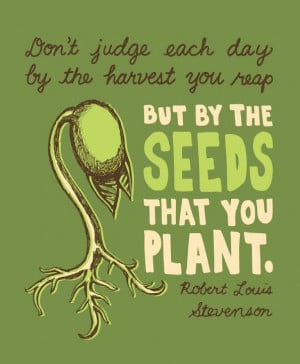 ... you reap, but by the seeds that you plant. Robert Louis Stevenson