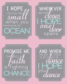 hope you dance Quote Set Girl Bedroom or by BigMowthPrints, $45.00 ...