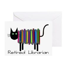 Retired Librarian Book Cat.PNG Greeting Cards (Pk for