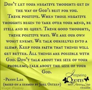 Think positive quotes via Inspiring Quotes with Penny Lee on Facebook