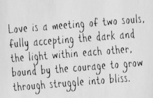 love is a meeting of two souls fully accepting the dark and the light ...