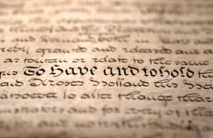 Photograph of old writing highlighting the words 