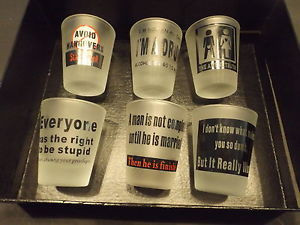 Details about 6 NEW NOVELTY SHOT GLASSES BARWARE SET FUNNY QUOTES