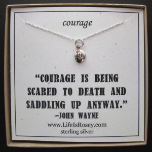 Sterling Silver Cowboy Hat Charm Necklace - QUOTE CARD - COURAGE - A ...