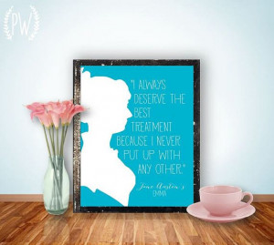 Jane Austen Quote Printable print, wall art decor poster, digital ...