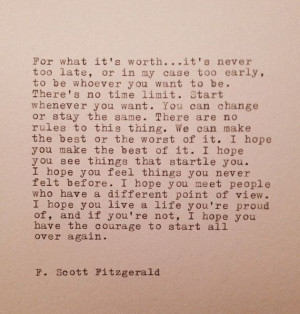Scott Fitzgerald Hand Typed Quote Made On Typewriter