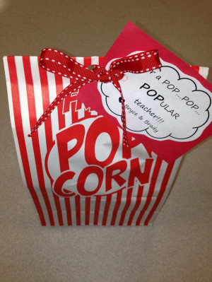 appreciation...dollar store popcorn bags filled with microwave popcorn ...