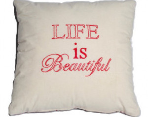 ... quote,embroidery quote,quote cushions,quote pillows,pillow quotes,red