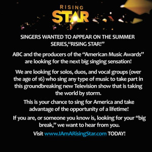 Rising Star” is now holding a nationwide casting call for singers
