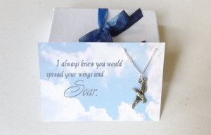 Graduation Necklace - Inspirational Quote Necklace - Soar Flying Bird ...
