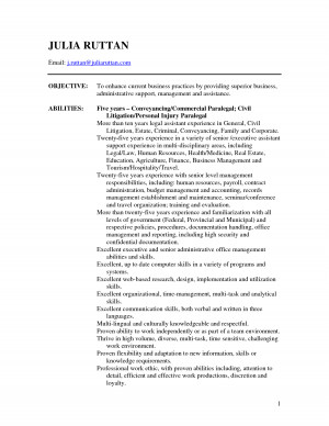 paralegal objectives personal injury legal assistant resume sample