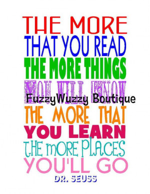 Dr. Seuss Reading Quote Printable Children's Art