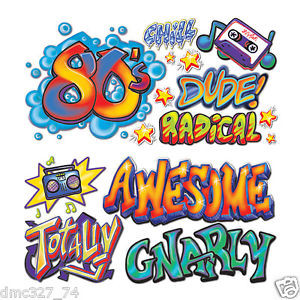 ... Party-Decoration-Totally-80s-Sayings-Urban-Hip-Hop-GRAFFITI-Wall-PROPS