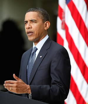 President Obama speaks in the Rose Garden at the White House.