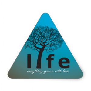 Teal Inspirational Life Tree Quote Triangle Sticker