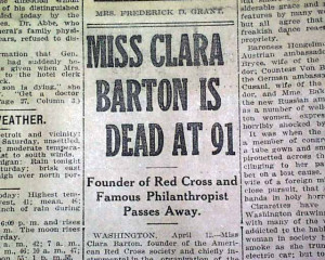 Home > Deaths of Clara Barton and Gen. Frederick Grant...