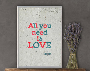 Motivational Typography Wall Art Pr int – The Beatles Quote Poster ...