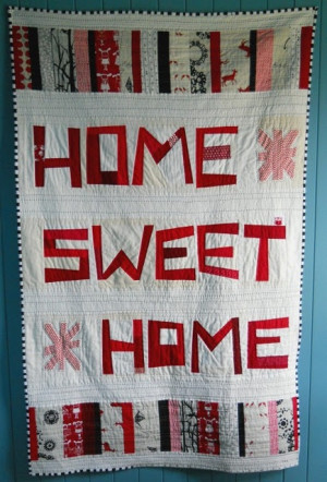 love this quilt - word quilt red on white