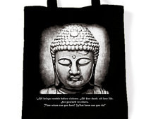 Vegetarian Buddha Quote Tote Shopping Bag