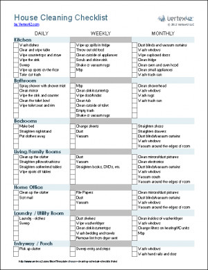 House Cleaning Checklist Template (.xlsx - Excel 2007+, Excel for iPad ...