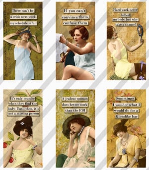 Digital Collage Sheet Slides Sarcastic Women 1 X 2 Dominos (Sheet no ...
