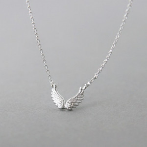 double angel wing necklace sterling silver wing necklace angel wing