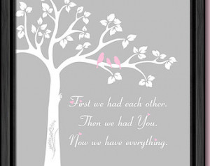 ... quote family tree, birds and tree with baby quotes pink gray nursery
