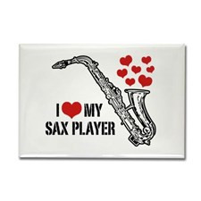 Love My Sax Player Rectangle Magnet for