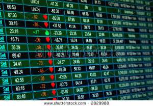 stock market quotes from a computer screen - stock photo