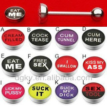 Sexy Rude Slogan Dome Tongue Bar number tongue ring body jewelry