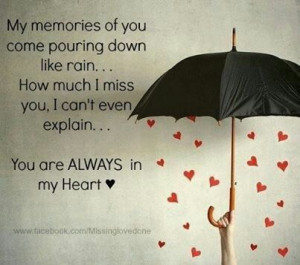 My memories of you come pouring down like rain ..how much I miss you ...