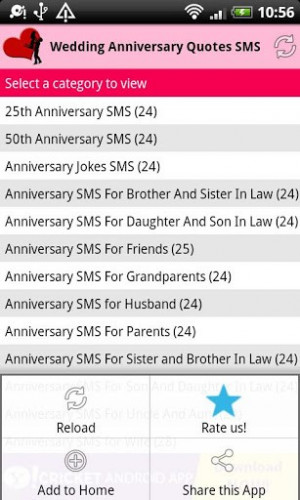 Ingrandisci la schermata di Wedding Anniversary Quotes SMS per Android