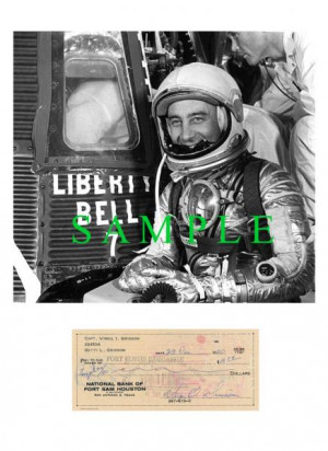 Details about Virgil (Gus) Grissom Photo w/ Printed Check Signature