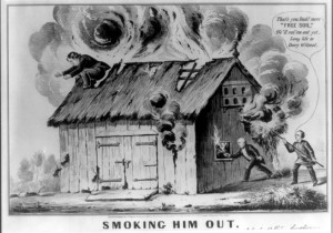 Political cartoon satirizing Van Buren's Barnburners / Free Soil Party