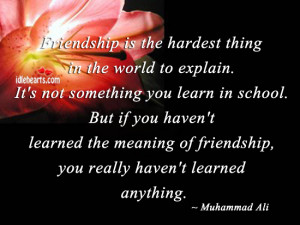 ... the meaning of friendship, you really haven’t learned anything