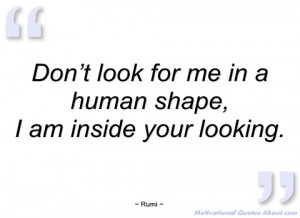 don’t look for me in a human shape rumi