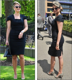 Holly Valance shows off her fuller figure in a black dress at Royal ...