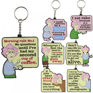 Details about AUNTY ACID 3D RUBBER KEYRING FUNNY QUOTE GIFT CHAIN KEY ...