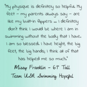 Missy is a great role model to all of us! Go team tall girls!