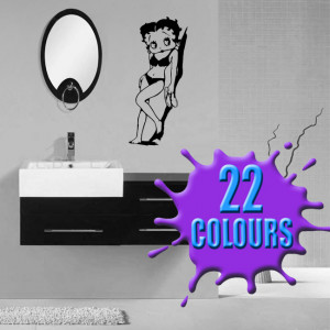 Black Bett Boop at the beach decal over a wash basin