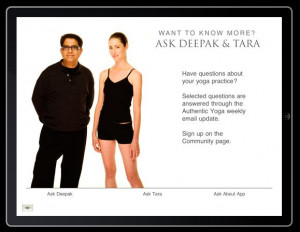 iPad Screen Shot of Yoga App for Ask Deepak and Tara