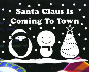 santa claus is coming to town vinly PVC window sticker DIY art drawing ...