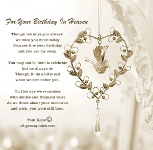 ... Birthday Cards For Lost Loved Ones – For Your Birthday In Heaven