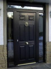 Tenby Solid Composite Door In Black, Glazed Side Panels