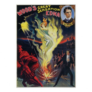 Wood's ~ Sensation Edna Vintage Magic Act Poster