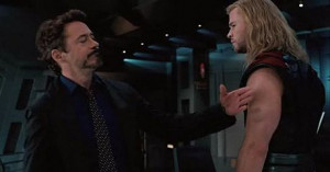 ... Downey Jr. [1] (left) as Tony Stark/Iron Man (seen here with Thor