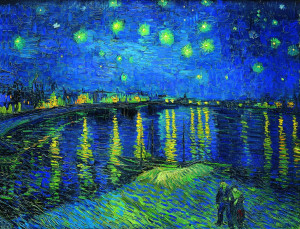 星夜-荷兰-梵高-油画-40x52 会所装饰画-横幅