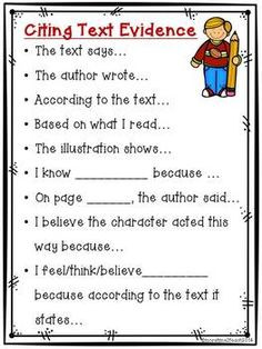 citing text evidence poster freebie more citing text evidence teaching ...