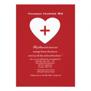 Follow Your Heart Nursing School Graduation Inv. Invitations