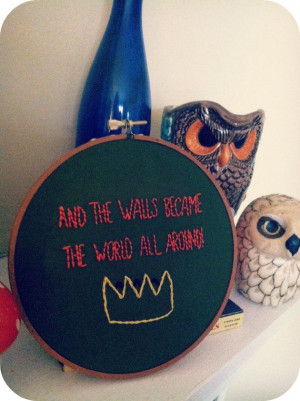 Where the Wild Things are Quote Embroidery No. 2 by Too Crewel, $16.00